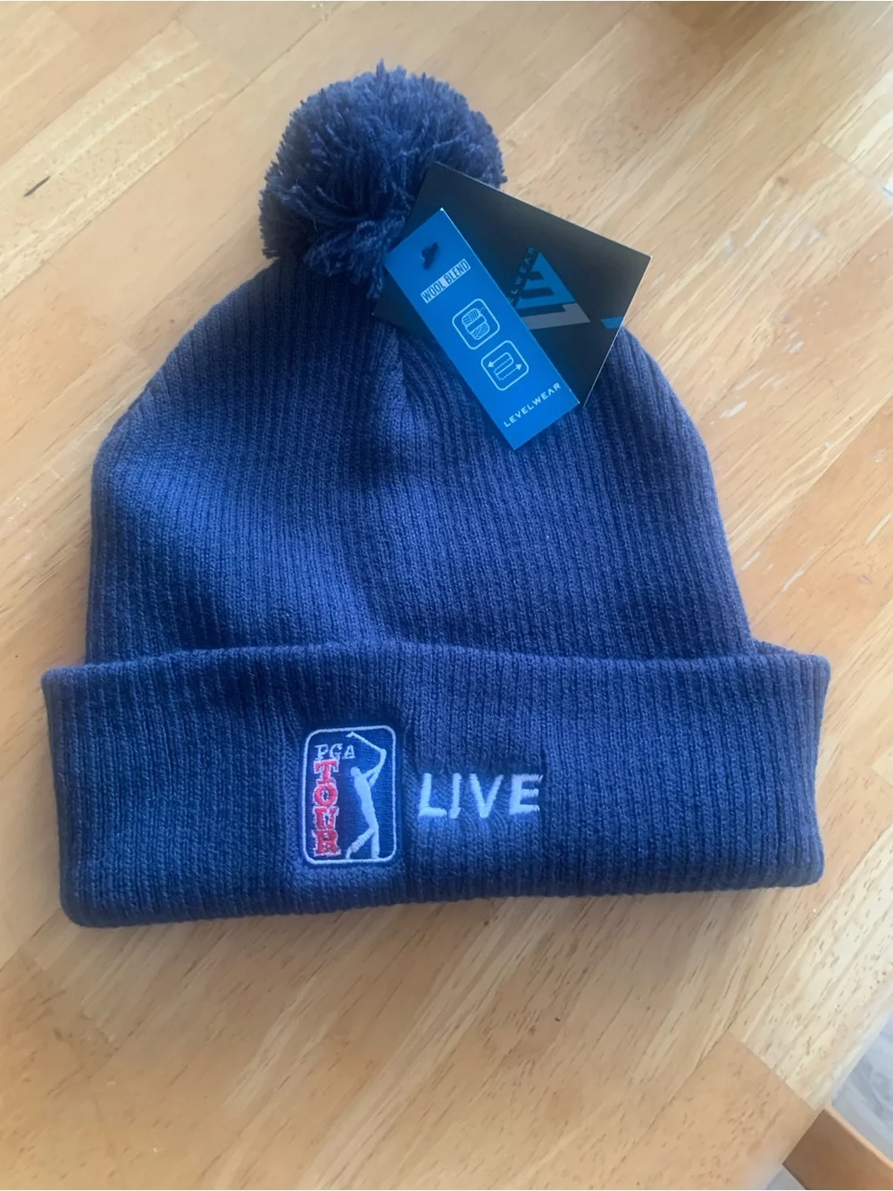 PGA TOUR LIVE Navy Pom Beanie  brand new!